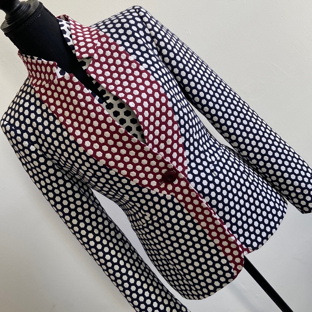 2-piece Escada Jacket & Silk Top Dark Blue, Burgundy German Sz 34